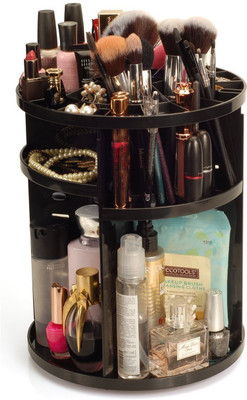 

PackNBuy Rotating Cosmetic Makeup Box Organizer 360 Rotation Desk Makeup Storage Vanity Box(Black)