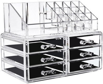 

IBS Acrylic Makeup Organizer Storage Box Case Cosmetic Jewelry 6 Drawer Makeup Container Boxes Lipstick Display Holder Stand Brushes Vanity Box makeup organizer Vanity Box(CLEAR)