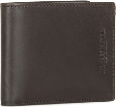 

U.S. Polo Assn Men Brown Genuine Leather Wallet(4 Card Slots), Dark brown