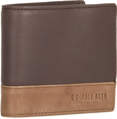 

U.S. Polo Assn Men Brown Genuine Leather Wallet(4 Card Slots), Light & dark brown