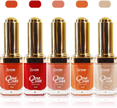 

Seven one coat velvet matte nail polish exclusive color range set of 5 orange skin brown musted red peach