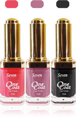

Seven one coat velvet matte nail polish exclusive color range set of 3 black l purple pink(Pack of 3)