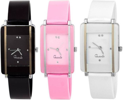 

FabSale Best New Designer MultiColor PU Strap Stylish Attractive Square MultiColor Dial (Pack Of 3) Latest Analog Wrist Watch - For Women