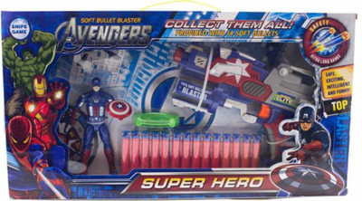 

Kids Fest Avenger Soft Bullet Blaster Gun Toy,Captain America with 14 Soft Darts & Dartboard for 6+ Children(Multicolor)