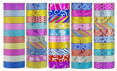 

Generic Washi Tape Set 50 Rolls Decorative Diy Tapes For Arts And Crafts Glitter Washi Masking Tape