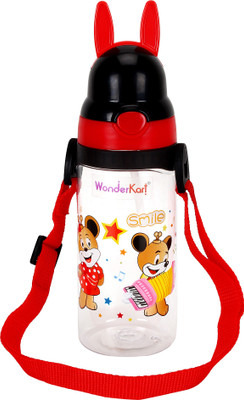 

WonderKart Rabbit Shaped Kids Sipper Cum Water Bottle With Neck Strap - Black - 400 ml(Black)