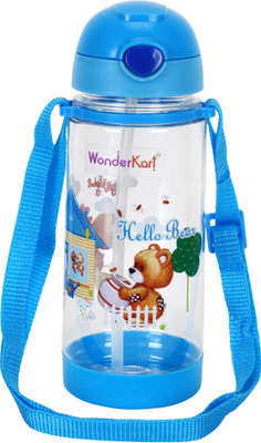 

WonderKart Hello Bear Printed Kids Sipper Cum Water Bottle With Neck Strap - Blue - 400 ml(Blue)