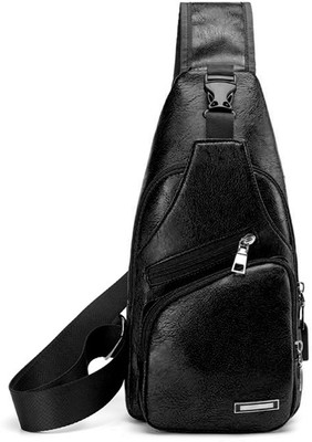 

Taslar Shoulder Chest Stylish Bag with Charging Cable [need powerbank] 4 L Backpack(Black)