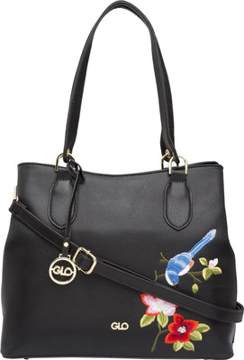 

Globus Embroidered Structured Handbag Shoulder Bag(Black, 14 inch)