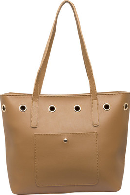 

Globus Eyelet Solid Tote Bag Shoulder Bag(Brown, 17 inch)