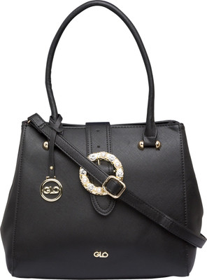 

Globus Buckle Detail Solid Structured Handbag Shoulder Bag(Black, 14 inch)