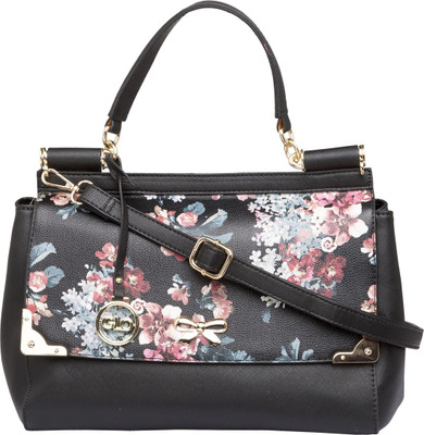 

Globus Floral Print Bowling Handbag Shoulder Bag(Black, 14 inch)