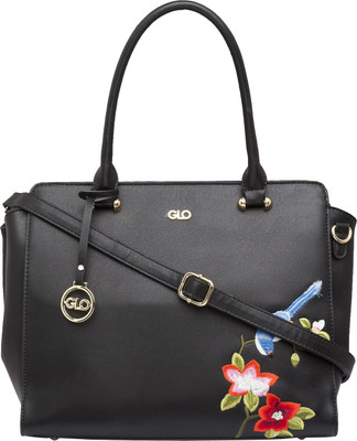 

Globus Floral Bird Motif Embroidered Handbag Shoulder Bag(Black, 15 inch)