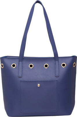 

Globus Eyelet Solid Tote Bag Shoulder Bag(Blue, 17 inch)