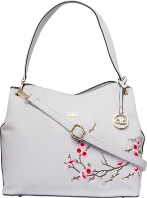 

Globus Floral Motif Embroidered Handbag Shoulder Bag(Grey, 14 inch)