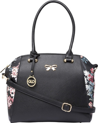 

Globus Floral Print Bowling Handbag Shoulder Bag(Black, 15 inch)