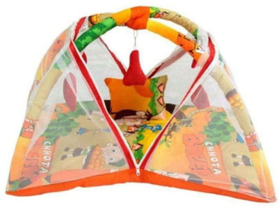 

Croox Multi-Colour Mixed Cotton Baby Bed with Mosquito Net ( 65 cm × 60 cm) Standard Crib(Fabric, Multicolor)