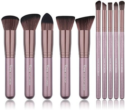 

QIVANGE Makeup Brushes Synthetic Kabuki Makeup Brush Set Foundation Blush Powder Eyeshadow Blending Brushes Cosmetic Brush Kit(Pack of 10)