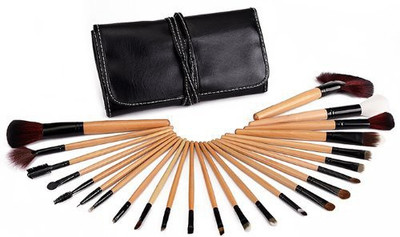 

Generic Glow 24 Piece Wooden Handle Professional Makeup Brushes in Black Case(Pack of 24)
