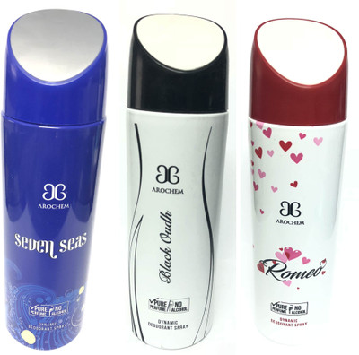 

Arochem Seven Seas ,Black Oudh & Romeo Perfume Body Spray - For Men & Women(600 ml, Pack of 3)
