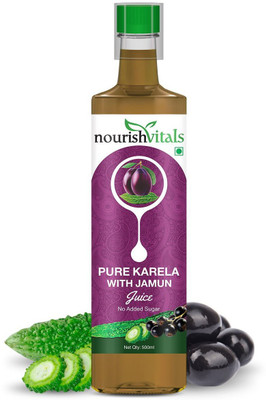 

NourishVitals Karela Jamun Juice - No Added Sugar Nutrition Drink(500 ml, Citrus Flavored)