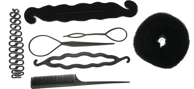 

BELLA HARARO 7Pc. Set Hair Juda Maker, Braid maker, Hair styling tools combo Hair Accessory Set(Black)