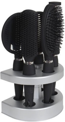 

XS Stock Salon Styler 5 Piece Hair Care Hair Brush Gift Set With Mirror & Stand Black