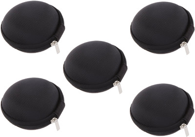 RETRACK Leather Zipper Headphone Pouch For Universal(Black)