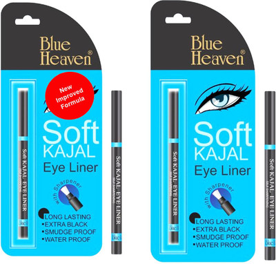 

blue Heaven Cosmetics Blue Heaven waterproof Soft kajal pack of 2(Black, 62 g)