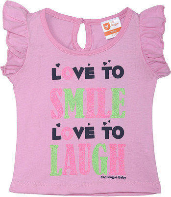 612 League Baby Girls Casual Cotton Blend Top(Pink, Pack of 1)