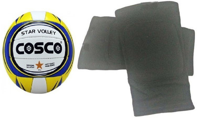 

Cosco 'Star' Volleyball (Size: 4) + one Pair of Knee Padded Supporter (Color On Availability)- Volleyball Kit
