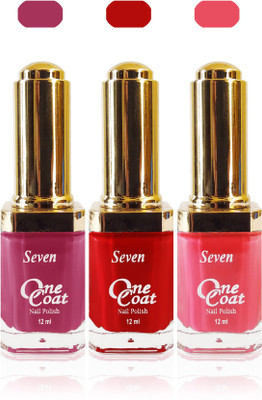 

Seven one coat velvet matte nail polish exclusive color range set of 3 pink red d pink(Pack of 3)