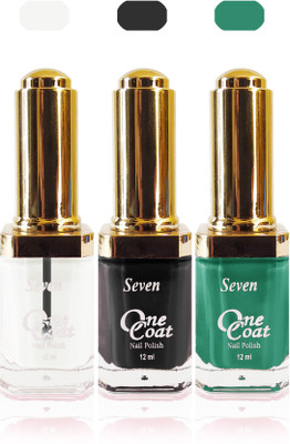 

Seven one coat velvet matte nail polish exclusive color range set of 3 clear black green