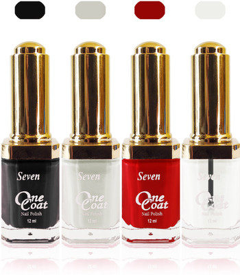 

Seven one coat velvet matte nail polish exclusive color range set of 4 red black clear white