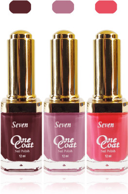 

Seven one coat velvet matte nail polish exclusive color range set of 3 pink brown l puprle(Pack of 3)
