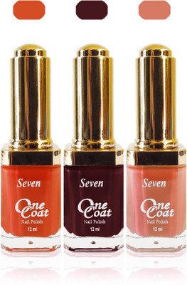 

Seven one coat velvet matte nail polish exclusive color range set of 3 peach orange maroon(Pack of 3)