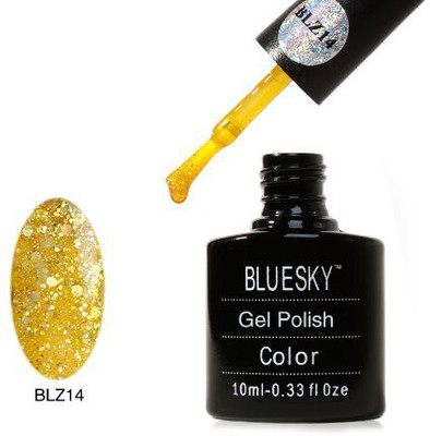 Blue Sky New Blz Diamond Glitter Range Blz14 Uv Soak Off Gel Nail Polish Yellow