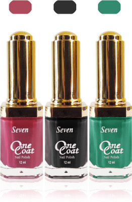 

Seven one coat velvet matte nail polish exclusive color range set of 3 purple black green(Pack of 3)