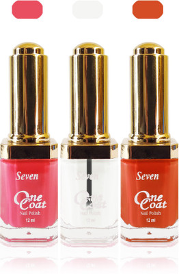 

Seven one coat velvet matte nail polish exclusive color range set of 3 clear orange pink(Pack of 3)