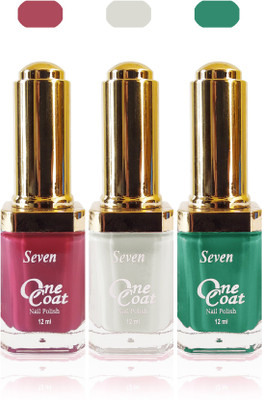 

Seven one coat velvet matte nail polish exclusive color range set of 3 white green purple(Pack of 3)