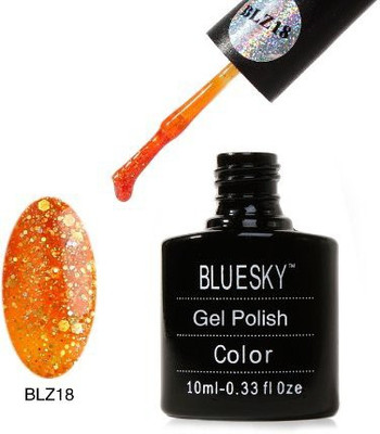 

Blue Sky New Blz Diamond Glitter Range Blz18 Uv Soak Off Nail Polish Gel Orange