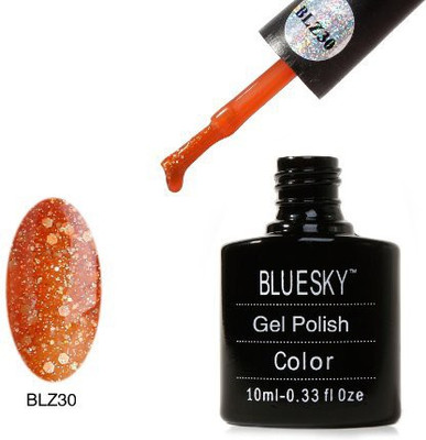 

Blue Sky Blz Diamond Glitter Range Blz30 Uv Soak Off Gel Nail Polish Orange