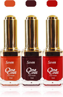 

Seven one coat velvet matte nail polish exclusive color range set of 3 red orange maroon(Pack of 3)