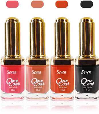 

Seven one coat velvet matte nail polish exclusive color range set of 4 pink peach maroon black