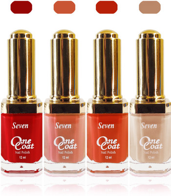 

Seven one coat velvet matte nail polish exclusive color range set of 4 red skin brown peach orange