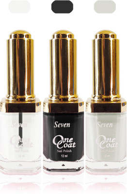 

Seven one coat velvet matte nail polish exclusive color range set of 3 white black clear(Pack of 3)