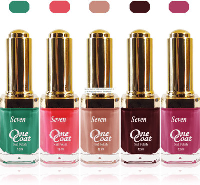 

Seven one coat velvet matte nail polish exclusive color range set of 5 green maroon d pink pink l brown(Pack of 5)