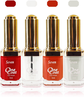 

Seven one coat velvet matte nail polish exclusive color range set of 4 white clear orange red