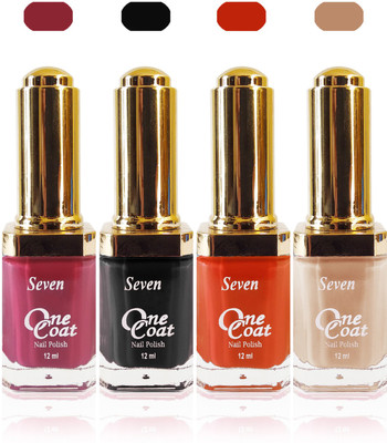 

Seven one coat velvet matte nail polish exclusive color range set of 4 skin brown orange purple black
