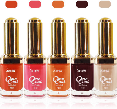

Seven one coat velvet matte nail polish exclusive color range set of 5 maroon orange skin brown musted pink(Pack of 5)